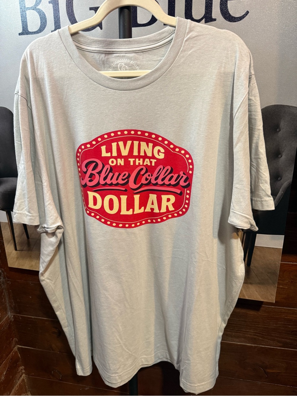 Living on That Blue Collar Dollar Graphic Tee - Gray